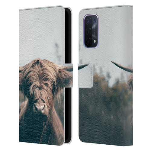 Patrik Lovrin Animal Portraits Highland Cow Leather Book Wallet Case Cover For OPPO A54 5G