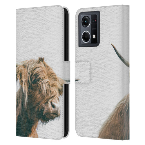 Patrik Lovrin Animal Portraits Majestic Highland Cow Leather Book Wallet Case Cover For OPPO Reno8 4G