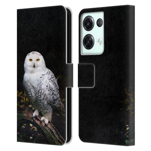 Patrik Lovrin Animal Portraits Majestic Winter Snowy Owl Leather Book Wallet Case Cover For OPPO Reno8 Pro