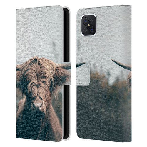 Patrik Lovrin Animal Portraits Highland Cow Leather Book Wallet Case Cover For OPPO Reno4 Z 5G