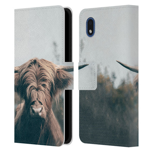 Patrik Lovrin Animal Portraits Highland Cow Leather Book Wallet Case Cover For Samsung Galaxy A01 Core (2020)