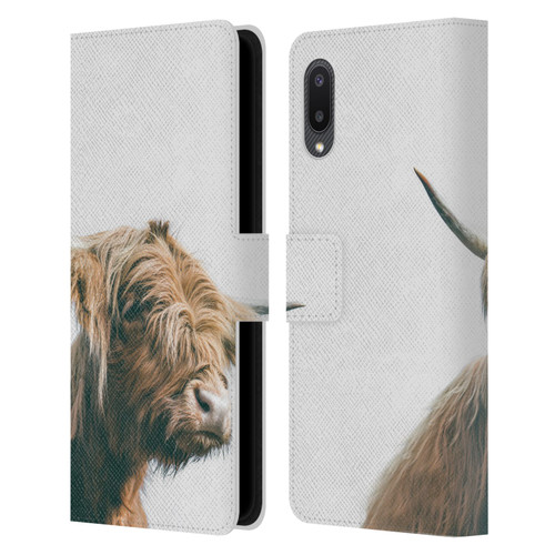 Patrik Lovrin Animal Portraits Majestic Highland Cow Leather Book Wallet Case Cover For Samsung Galaxy A02/M02 (2021)