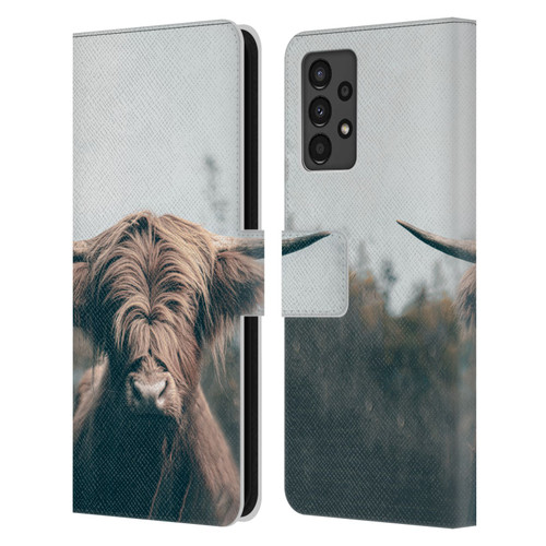 Patrik Lovrin Animal Portraits Highland Cow Leather Book Wallet Case Cover For Samsung Galaxy A13 (2022)