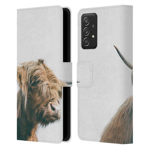 Patrik Lovrin Animal Portraits Majestic Highland Cow Leather Book Wallet Case Cover For Samsung Galaxy A53 5G (2022)