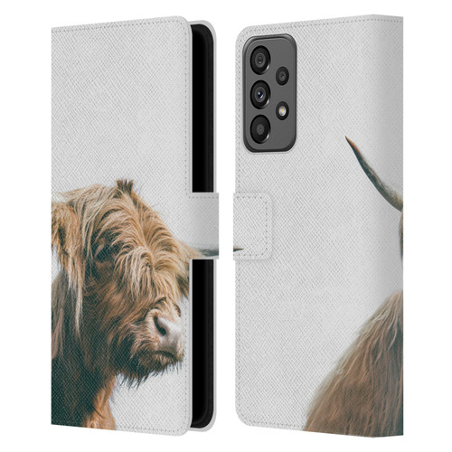 Patrik Lovrin Animal Portraits Majestic Highland Cow Leather Book Wallet Case Cover For Samsung Galaxy A73 5G (2022)