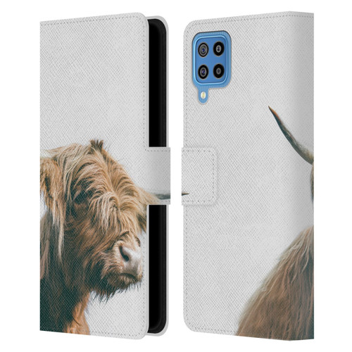 Patrik Lovrin Animal Portraits Majestic Highland Cow Leather Book Wallet Case Cover For Samsung Galaxy F22 (2021)