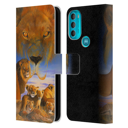 Graeme Stevenson Wildlife Lions Leather Book Wallet Case Cover For Motorola Moto G71 5G