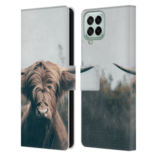 Patrik Lovrin Animal Portraits Highland Cow Leather Book Wallet Case Cover For Samsung Galaxy M53 (2022)