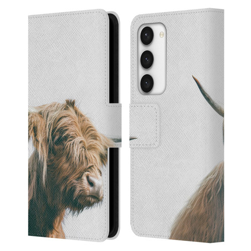 Patrik Lovrin Animal Portraits Majestic Highland Cow Leather Book Wallet Case Cover For Samsung Galaxy S23 5G