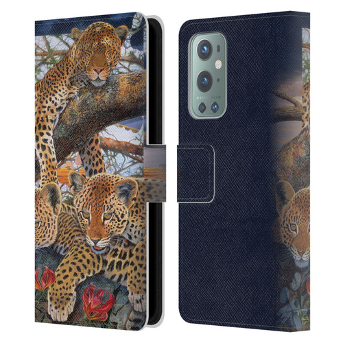 Graeme Stevenson Wildlife Leopard Leather Book Wallet Case Cover For OnePlus 9