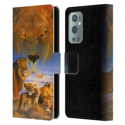 Graeme Stevenson Wildlife Lions Leather Book Wallet Case Cover For OnePlus 9