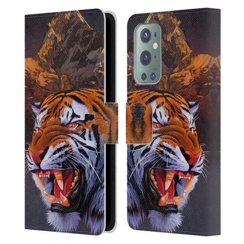 Graeme Stevenson Wildlife Tiger Leather Book Wallet Case Cover For OnePlus 9