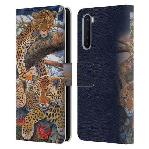 Graeme Stevenson Wildlife Leopard Leather Book Wallet Case Cover For OnePlus Nord 5G