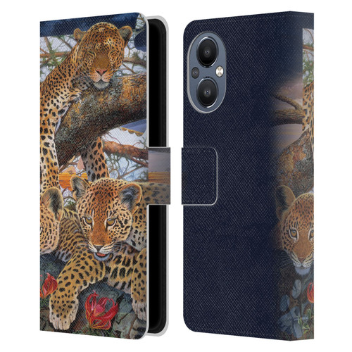 Graeme Stevenson Wildlife Leopard Leather Book Wallet Case Cover For OnePlus Nord N20 5G