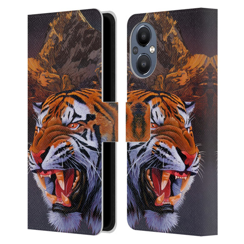 Graeme Stevenson Wildlife Tiger Leather Book Wallet Case Cover For OnePlus Nord N20 5G