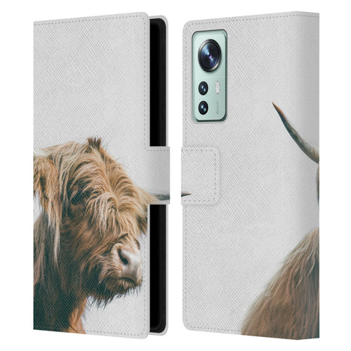 Patrik Lovrin Animal Portraits Majestic Highland Cow Leather Book Wallet Case Cover For Xiaomi 12