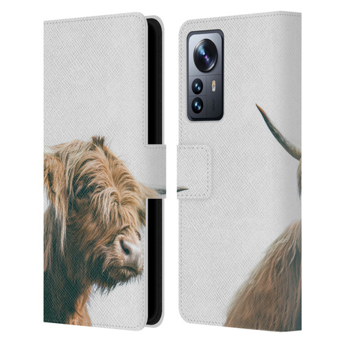 Patrik Lovrin Animal Portraits Majestic Highland Cow Leather Book Wallet Case Cover For Xiaomi 12 Pro