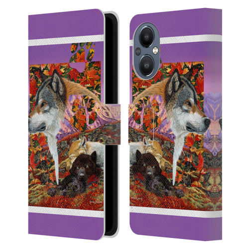 Graeme Stevenson Wildlife Wolves 4 Leather Book Wallet Case Cover For OnePlus Nord N20 5G