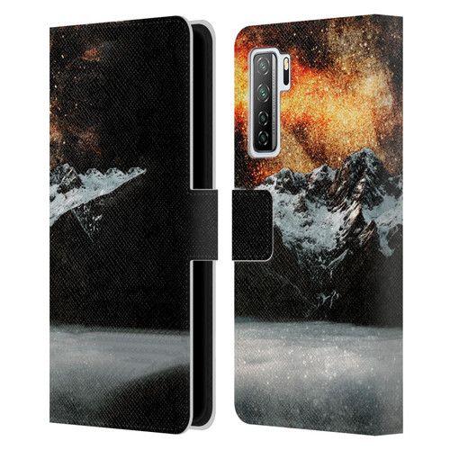 Patrik Lovrin Dreams Vs Reality Burning Galaxy Above Mountains Leather Book Wallet Case Cover For Huawei Nova 7 SE/P40 Lite 5G
