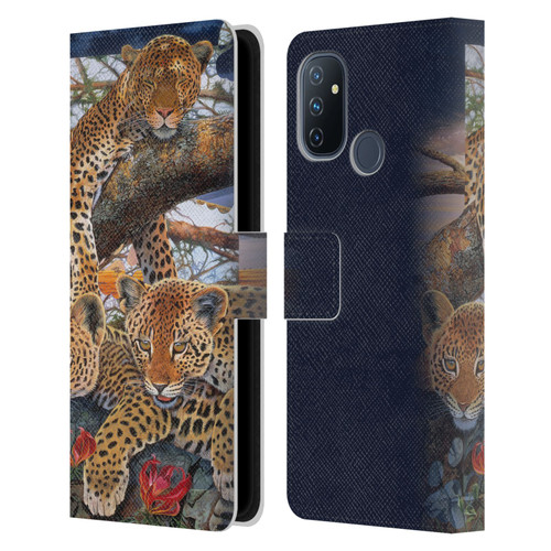 Graeme Stevenson Wildlife Leopard Leather Book Wallet Case Cover For OnePlus Nord N100