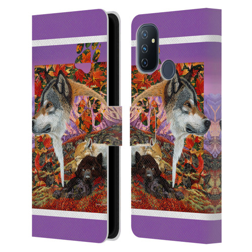 Graeme Stevenson Wildlife Wolves 4 Leather Book Wallet Case Cover For OnePlus Nord N100