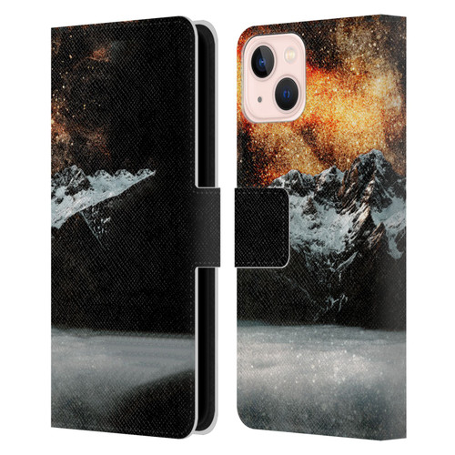 Patrik Lovrin Dreams Vs Reality Burning Galaxy Above Mountains Leather Book Wallet Case Cover For Apple iPhone 13