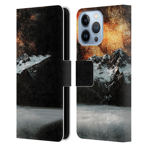 Patrik Lovrin Dreams Vs Reality Burning Galaxy Above Mountains Leather Book Wallet Case Cover For Apple iPhone 13 Pro