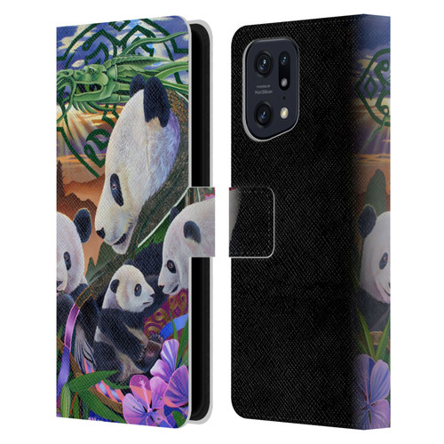 Graeme Stevenson Wildlife Pandas Leather Book Wallet Case Cover For OPPO Find X5