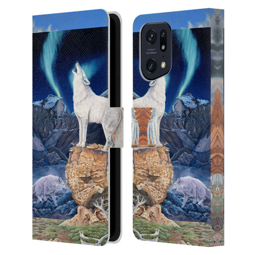 Graeme Stevenson Wildlife Wolves 3 Leather Book Wallet Case Cover For OPPO Find X5