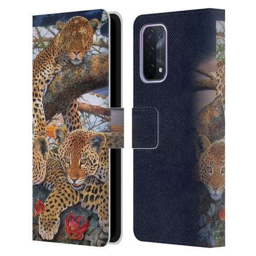 Graeme Stevenson Wildlife Leopard Leather Book Wallet Case Cover For OPPO A54 5G
