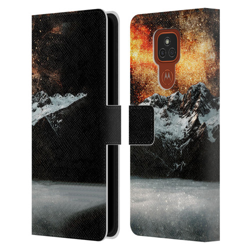 Patrik Lovrin Dreams Vs Reality Burning Galaxy Above Mountains Leather Book Wallet Case Cover For Motorola Moto E7 Plus