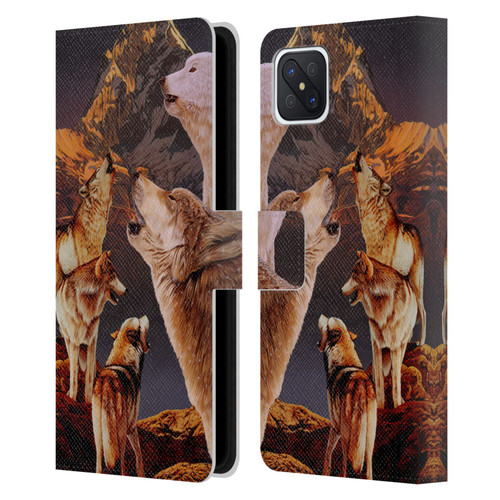 Graeme Stevenson Wildlife Wolves 2 Leather Book Wallet Case Cover For OPPO Reno4 Z 5G