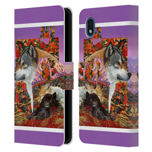 Graeme Stevenson Wildlife Wolves 4 Leather Book Wallet Case Cover For Samsung Galaxy A01 Core (2020)