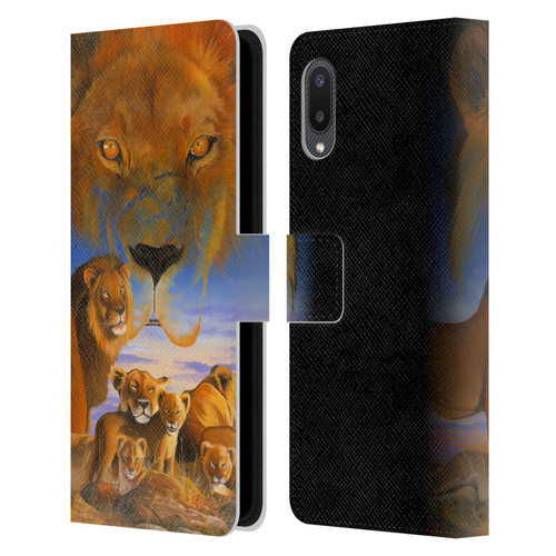 Graeme Stevenson Wildlife Lions Leather Book Wallet Case Cover For Samsung Galaxy A02/M02 (2021)