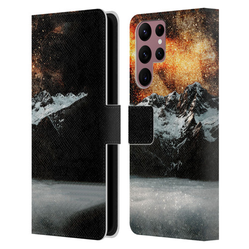 Patrik Lovrin Dreams Vs Reality Burning Galaxy Above Mountains Leather Book Wallet Case Cover For Samsung Galaxy S22 Ultra 5G