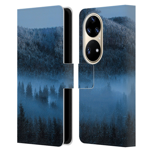Patrik Lovrin Magical Foggy Landscape Magical Fog Over Snowy Forest Leather Book Wallet Case Cover For Huawei P50 Pro