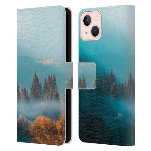 Patrik Lovrin Magical Foggy Landscape Autumn Forest Leather Book Wallet Case Cover For Apple iPhone 13