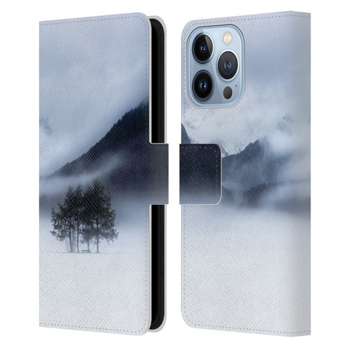 Patrik Lovrin Magical Foggy Landscape Fog, Mountains And A Tree Leather Book Wallet Case Cover For Apple iPhone 13 Pro