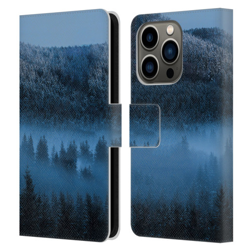 Patrik Lovrin Magical Foggy Landscape Magical Fog Over Snowy Forest Leather Book Wallet Case Cover For Apple iPhone 14 Pro