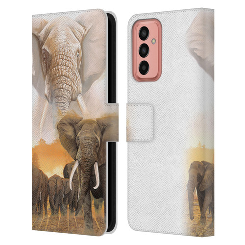 Graeme Stevenson Wildlife Elephants Leather Book Wallet Case Cover For Samsung Galaxy M13 (2022)