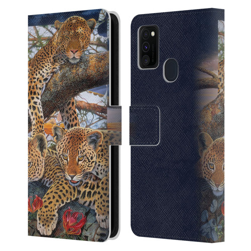 Graeme Stevenson Wildlife Leopard Leather Book Wallet Case Cover For Samsung Galaxy M30s (2019)/M21 (2020)