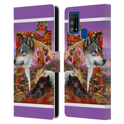 Graeme Stevenson Wildlife Wolves 4 Leather Book Wallet Case Cover For Samsung Galaxy M31 (2020)