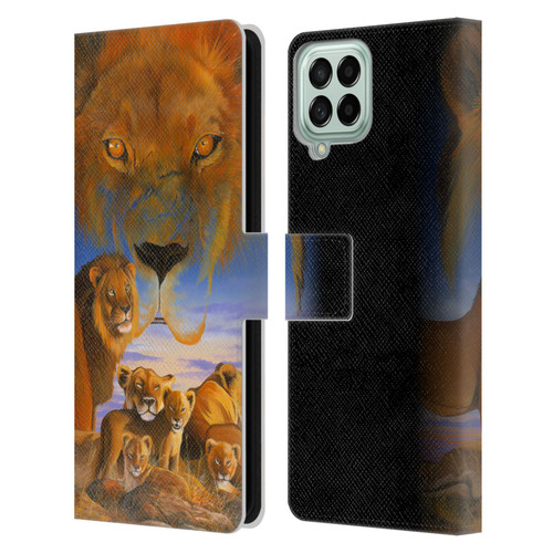 Graeme Stevenson Wildlife Lions Leather Book Wallet Case Cover For Samsung Galaxy M33 (2022)