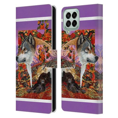 Graeme Stevenson Wildlife Wolves 4 Leather Book Wallet Case Cover For Samsung Galaxy M33 (2022)