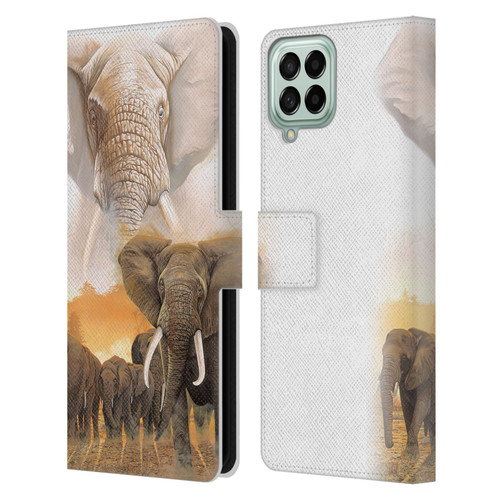 Graeme Stevenson Wildlife Elephants Leather Book Wallet Case Cover For Samsung Galaxy M53 (2022)