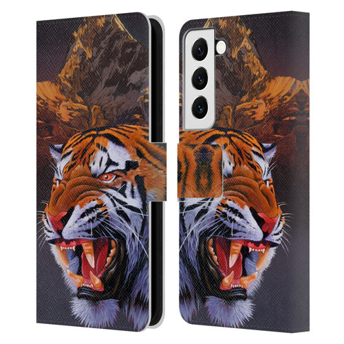 Graeme Stevenson Wildlife Tiger Leather Book Wallet Case Cover For Samsung Galaxy S22 5G
