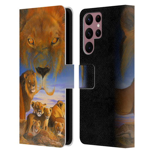 Graeme Stevenson Wildlife Lions Leather Book Wallet Case Cover For Samsung Galaxy S22 Ultra 5G