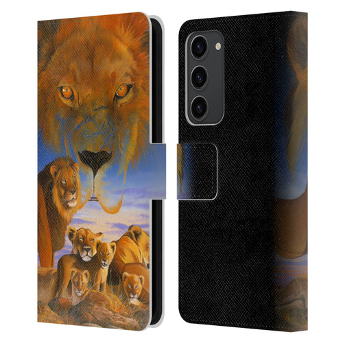 Graeme Stevenson Wildlife Lions Leather Book Wallet Case Cover For Samsung Galaxy S23+ 5G