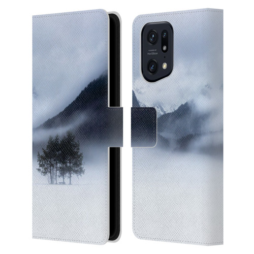 Patrik Lovrin Magical Foggy Landscape Fog, Mountains And A Tree Leather Book Wallet Case Cover For OPPO Find X5 Pro