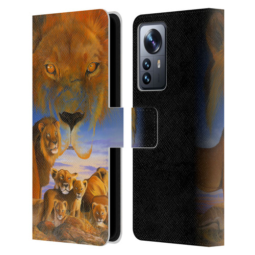 Graeme Stevenson Wildlife Lions Leather Book Wallet Case Cover For Xiaomi 12 Pro